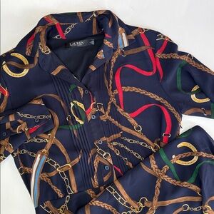 Ralph Lauren Black Label Equestrian Shirt Dress Kentucky Derby Navy Women’s 2